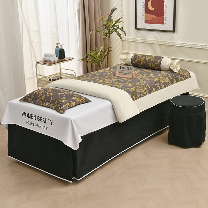 2025新款德芙尼美容床罩系列套件梅花颂四件套208梅花颂黑色
