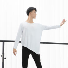 男舞蹈练功服上衣宽松现代舞不规则形体服成人拉丁舞基础训练服装