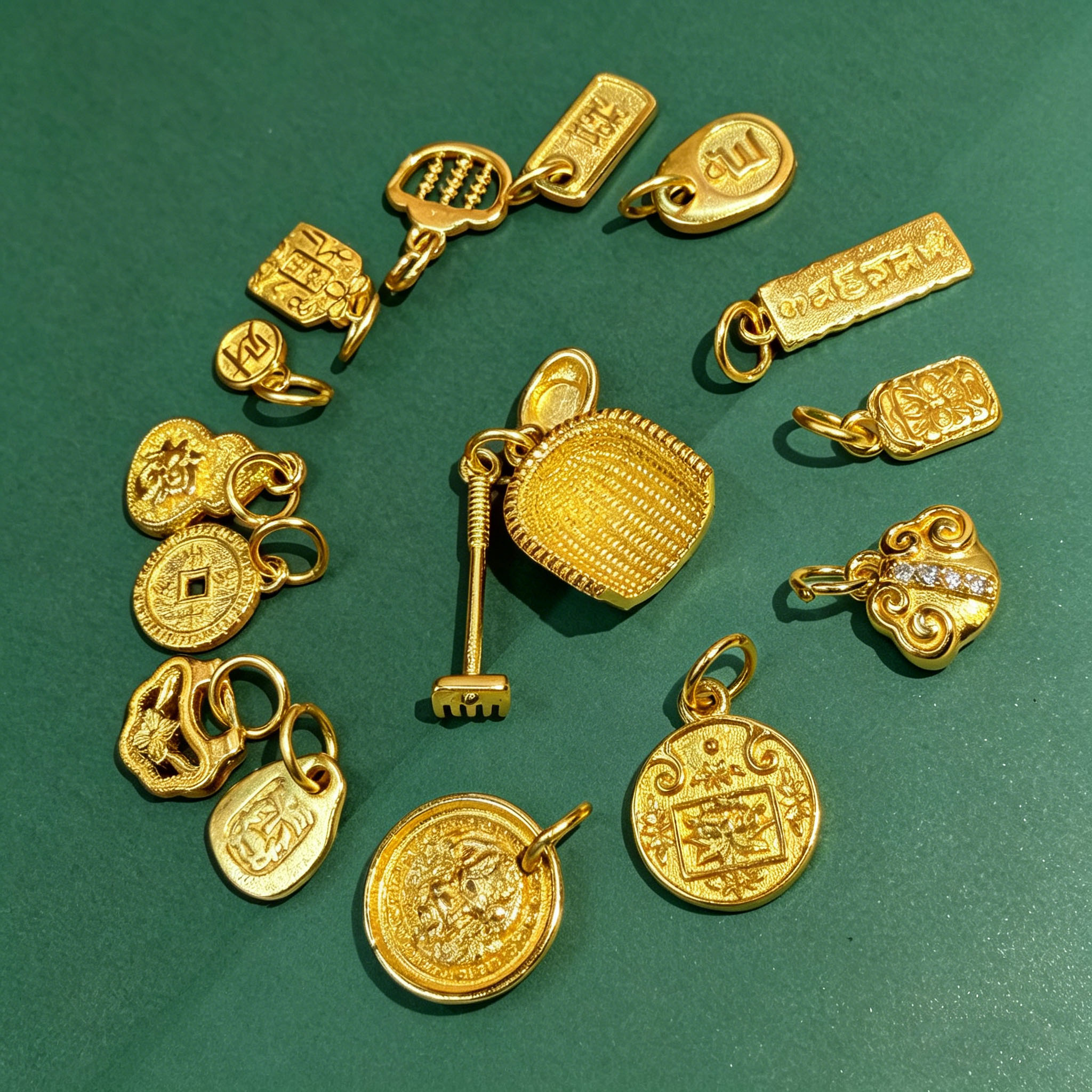 24K真金保色铜镀黄财神吊坠