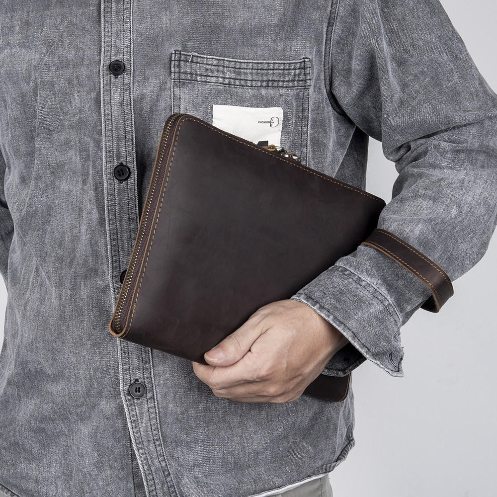 真皮男士手包疯马头层牛皮信差包商务休闲男包ipad包单肩斜挎包