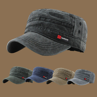 法式 遮阳防晒帽大头围户外鸭舌帽大帽檐棉布帽子 平顶帽可调节男款