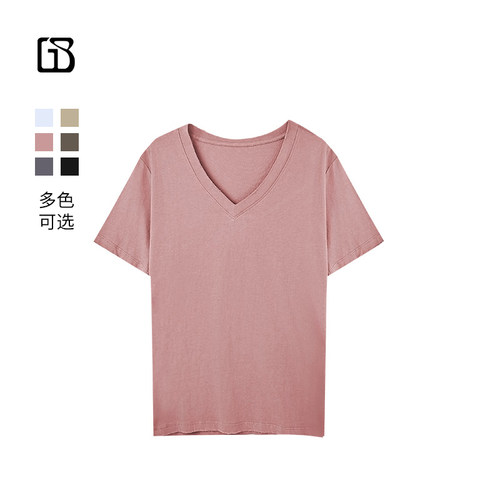 【超值特价】GOLDEN BARRY女装磨边显瘦V领T恤201919