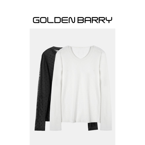 【超值特价】GOLDENBARRY波点薄透打底衫204023