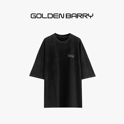 金和百瑞|GOLDEN BARRY男女同款 印花做旧休闲T恤201876