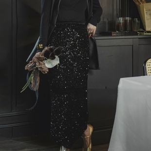 BARRY简约风氛围感亮片裙百搭休闲长裙310076 GOLDEN 惊喜五折