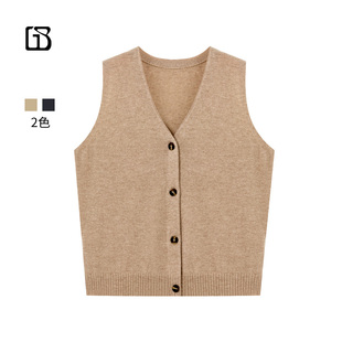 BARRY纯色复古简约舒适V领羊绒马甲232115 GOLDEN 惊喜五折