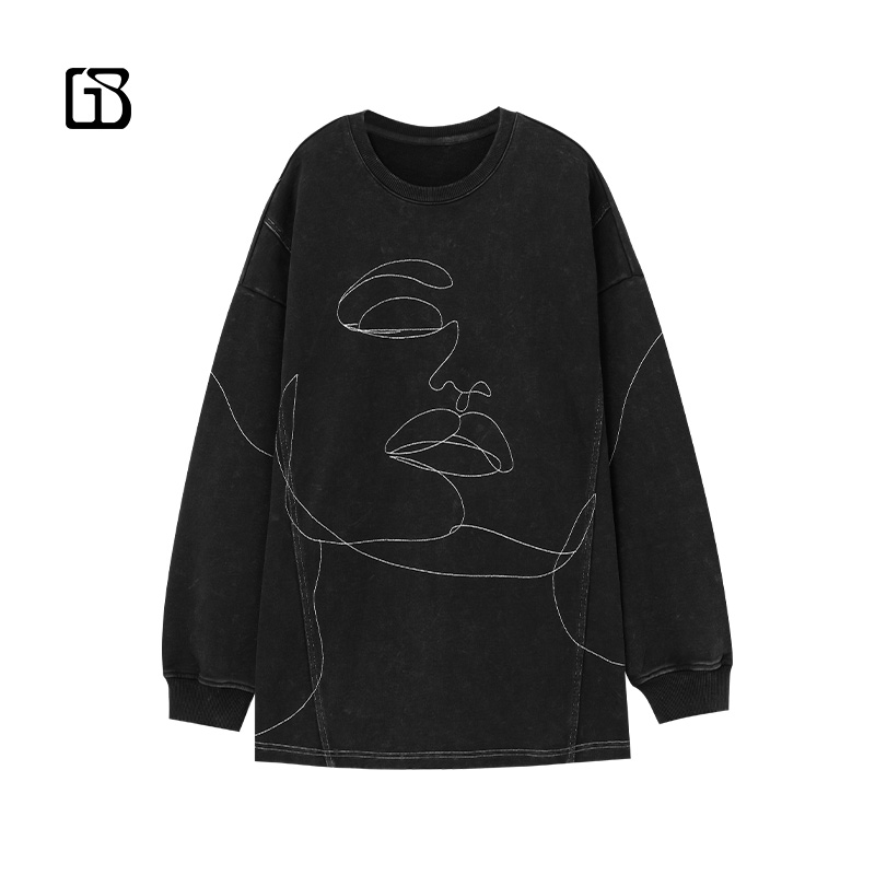 【惊喜五折】GOLDEN BARRY水洗做旧休闲复古设计师刺绣卫衣260171