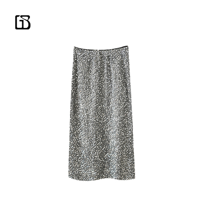 金和百瑞百搭包臀亮片直筒半身裙