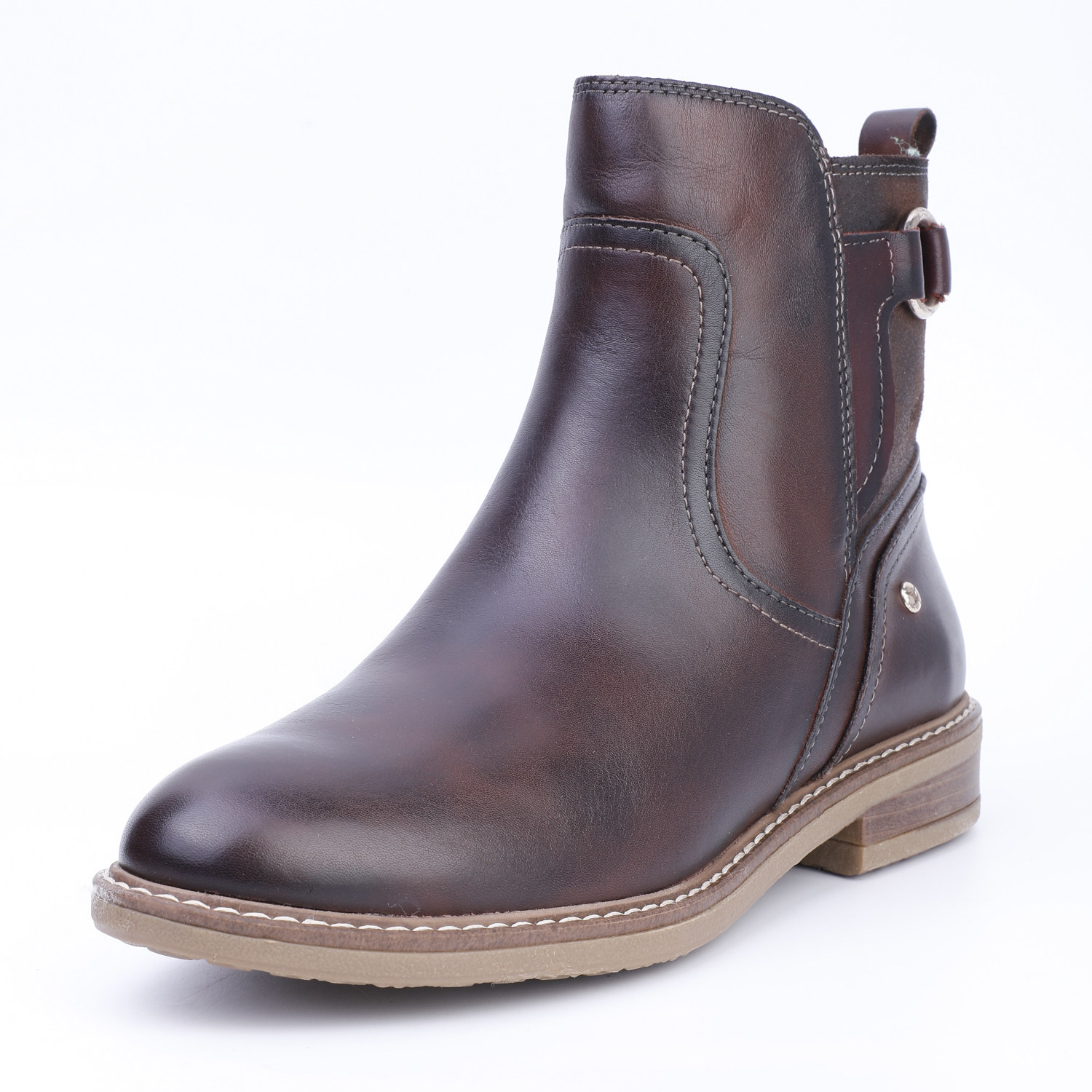 Pikolinos派高雁23冬季拼接平跟侧拉链拼色短靴PA237910