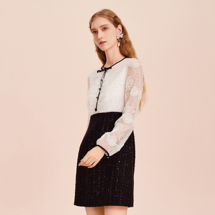 COVEN GARDEN/哥文花园雪纺衬衫拼接连衣裙端庄