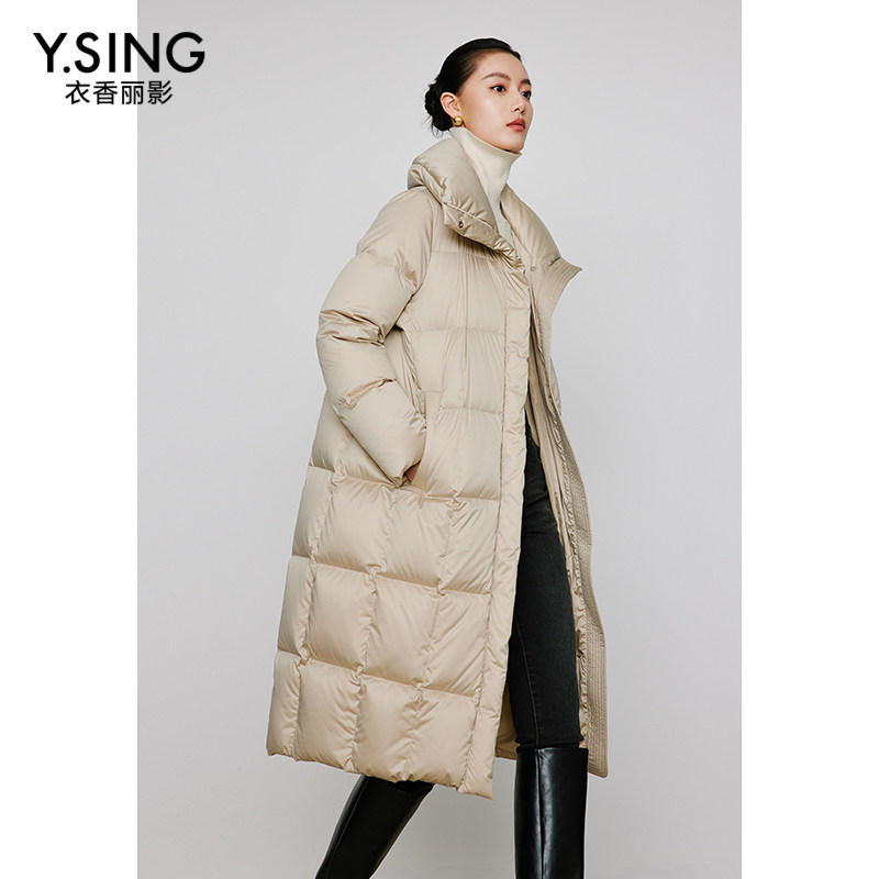 衣香丽影大翻领鹅绒羽绒服女中长款加厚羽绒服外套BYR52310330