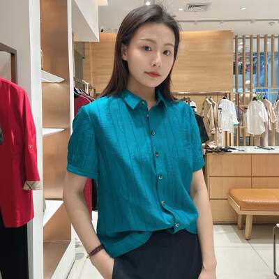 FEIZI菲姿女士时尚简约短袖衬衣衬衫F4B569