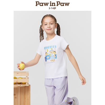 PawinPaw卡通小熊童装25年春夏女童印花短袖T恤