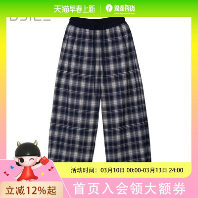 腰头拼接格子裤   F1798A02