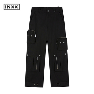 XWF4231206 男女同款 INXX街头风多口袋设计休闲裤 纯色直筒长裤
