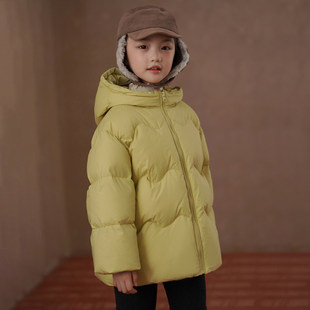 哈齿童装儿童冬装休闲宽松中长款黄色羽绒服女童羽绒外套女孩