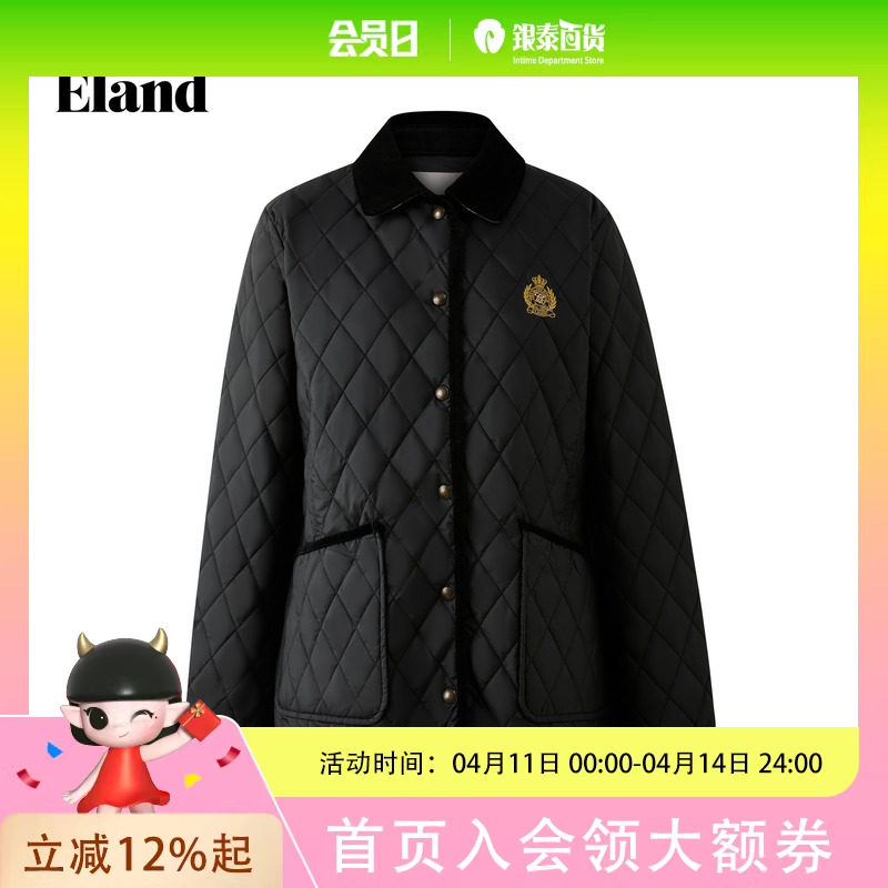 【含绵羊毛】Eland衣恋棉服女休闲翻领中长款外套2025冬季新款