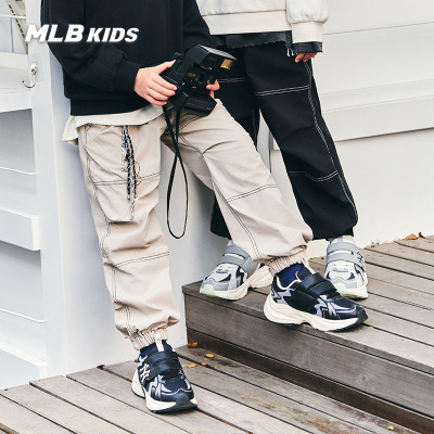 MLB男女童复古LOGO点缀酷感时尚潮流梭织长裤25春季款7AWPB0151