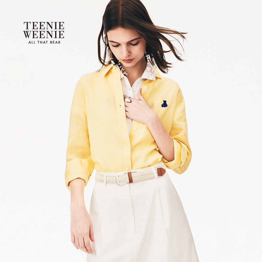 【千金微光衬衫】TeenieWeenie小熊女装26夏新款宽松亚麻基础衬衣