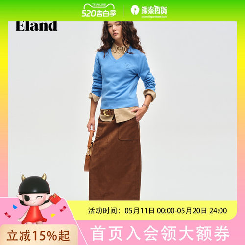 Eland衣恋毛衣女时尚 长袖套头针织衫EEKWG11E01