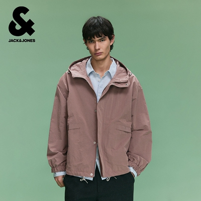 杰克琼斯男装春季新款休闲简约舒适日常百搭常规抽绳连帽夹克外套