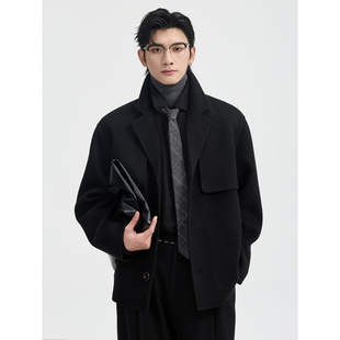 伯爵卓尔25初冬双面呢夹克外套男士 羊毛大衣 设计感潮流短款