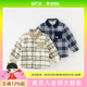 戴维贝拉儿童衬衫 秋冬男童加绒宝宝格子衬衣