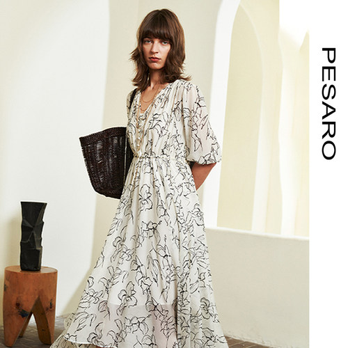 PESARO女士V领休闲连衣裙