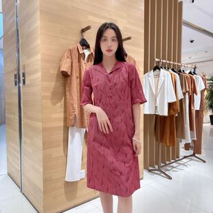 菲姿 女士翻领简约休闲连衣裙F3B492