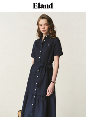 Eland衣恋连衣裙女简约 收腰长款裙子EEOWF37R34