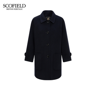 Scofield女装率性H型翻领毛呢大衣