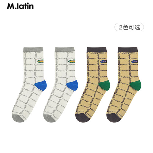 【商场同款】马拉丁儿童袜子24秋新款男童大童趣味格纹图案中筒袜