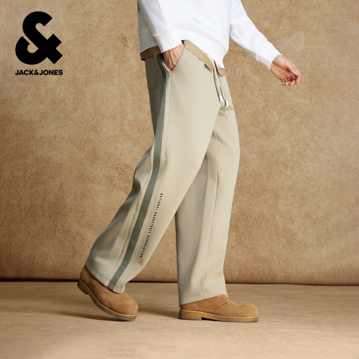 杰克琼斯春季卫裤长裤子休闲宽松版型NBA联名时尚潮流男装