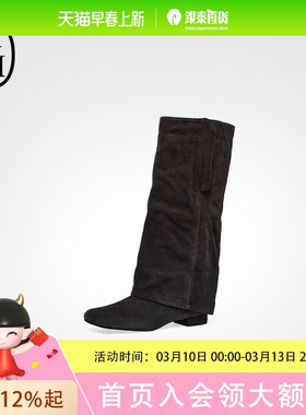 ASH女靴KIMONO低跟高筒靴女性感显瘦尖头粗跟长靴AP303L12055