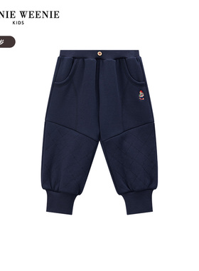 TeenieWeenie Kids小熊童装25新年款男宝宝休闲纯色束脚加绒卫裤T0TM251120A