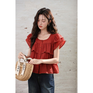 谜秀红色娃娃款蛋糕小衫MXD30X1488