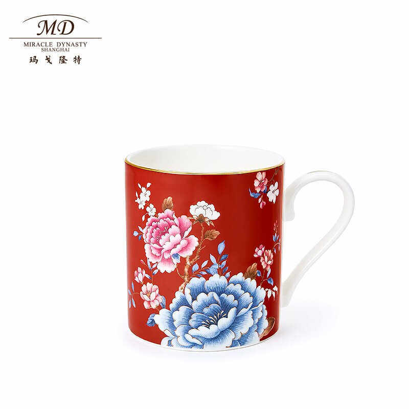 玛戈隆特/MD盛世牡丹朱红色马克杯