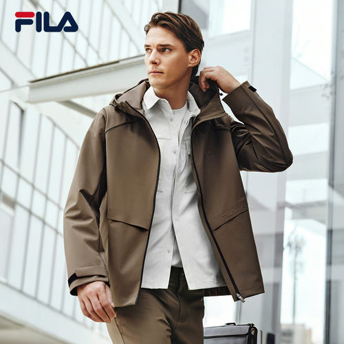 FILA 斐乐官方男士梭织外套2026春新款时尚简约舒适休闲连帽上衣F11M613703F