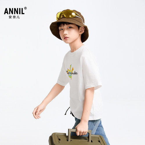 Annil/安奈儿童装男童女童短袖T恤纯棉AM511518