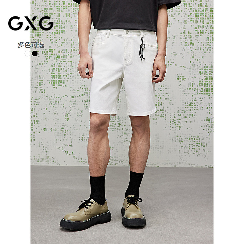 GXG男装 双色直筒牛仔短裤休闲男裤夏G25X252012
