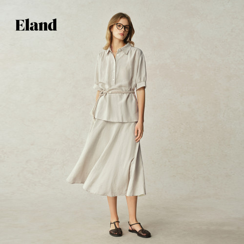 Eland衣恋半身裙女收腰休闲A字裙2025秋季新款