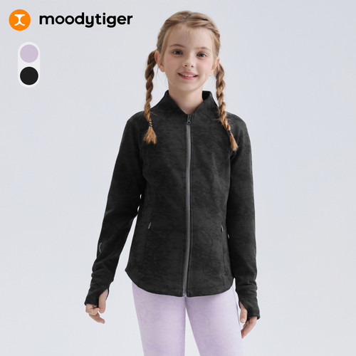 moodytiger女童外套 立领修身高弹柔软亲肤针织运动上衣51210409