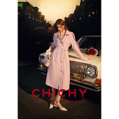 CHICHY赫本C调 风衣外套CT2K002254 气质粉色翻领中长款