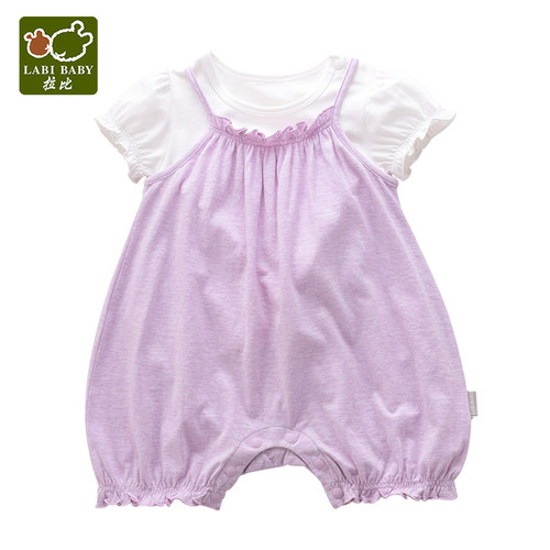 LABI BABY/拉比 婴幼儿绚丽吊带连体衣套装LSBC101631