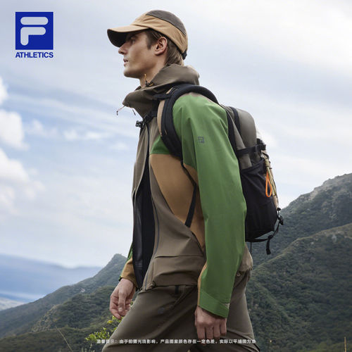 FILA 男士2026春新款户外运动防泼水拼色连帽外套A11M617718F