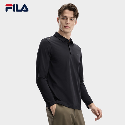 FILA 斐乐官方男子针织长袖POLO衫2026春季休闲简约基础上衣F11M613214F