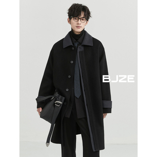 【全羊毛】BJZE男装24冬季高级感双面呢大衣男中长款马肯翻领外套