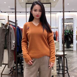 LanaFaY 女士V领简约宽松针织衫L2D837