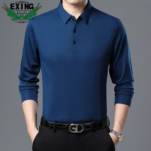 EXING男士时尚春秋款纯色POLO衫