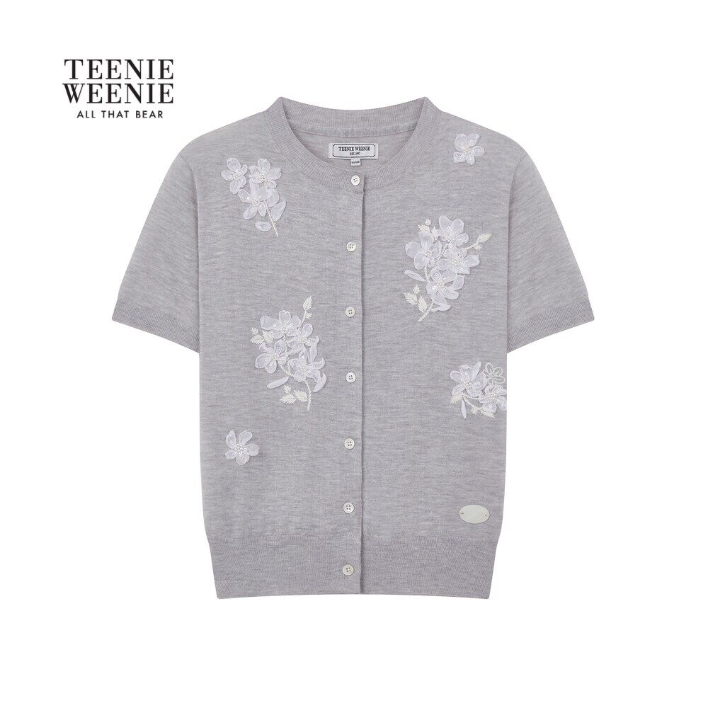 TeenieWeenie小熊女 简约圆领针织短袖开衫
